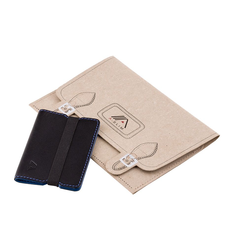 A-SLIM Minimalist Leather Wallet Reza - Black/Blue